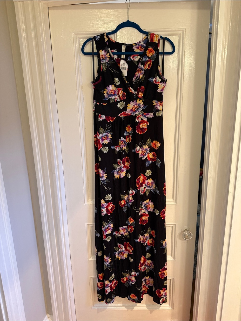 Black Floral Maxi Dress Sleeveless NWT Nordstrom loveappella XL vneck